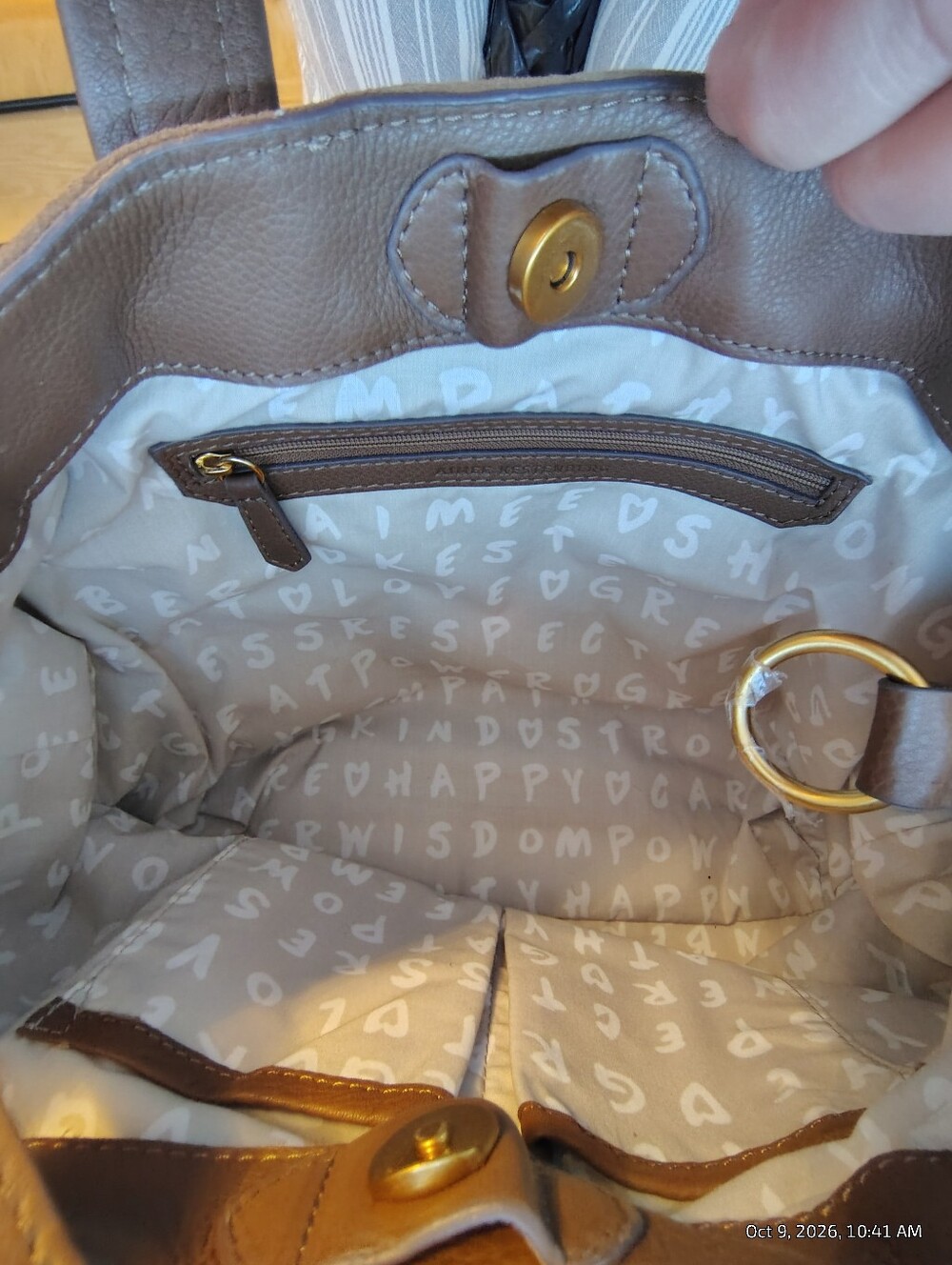 Aimee Kestenberg Tan Brown Suede Leather Shoulder Bag with Brass Accents - Picture 12 of 15